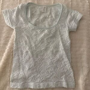 Light Blue Lace Short-Sleeve Women's Top